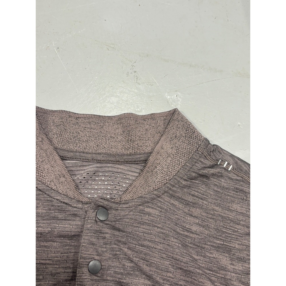 Lululemon Mens‎ Metal Vent Tech Polo Shirt Heathered Grey Short Sleeve Size M